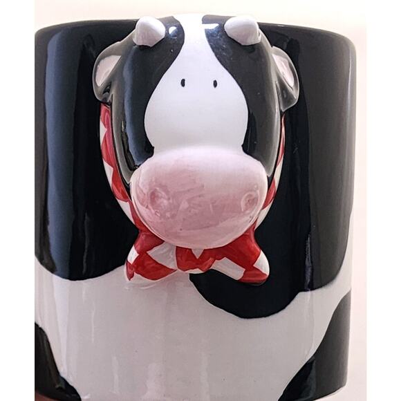 MUG-RUSS-Black & White Cow-3-D Design-Whimsical-Farm Animal-Holds 12 oz - Picture 6 of 14